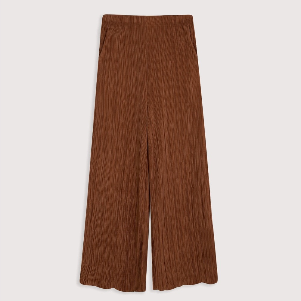 Oak and Fort Wide Legged Pleated Pants in rust